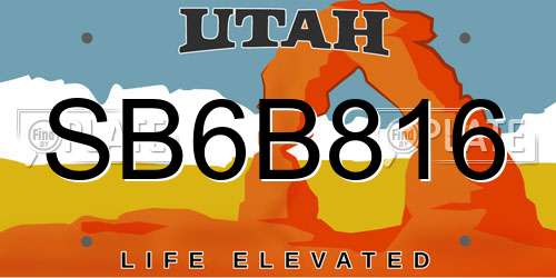 SB6B816 Utah License Plate
