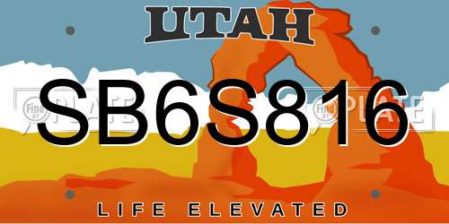 SB6S816 Utah License Plate