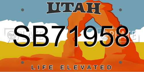 SB71958 Utah License Plate