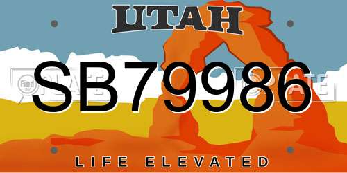 SB79986 Utah License Plate