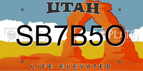 SB7B5O Utah License Plate