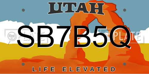 SB7B5Q Utah License Plate
