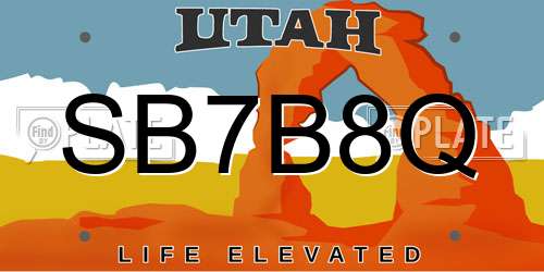 SB7B8Q Utah License Plate