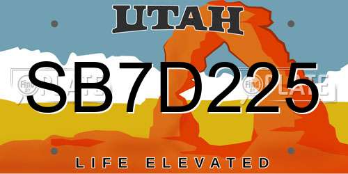 SB7D225 Utah License Plate