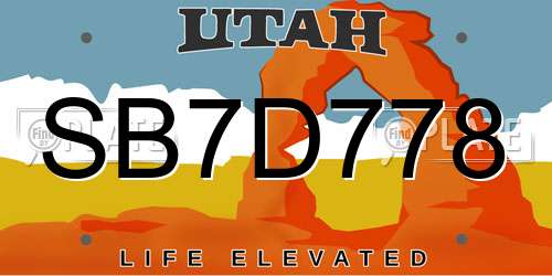 SB7D778 Utah License Plate
