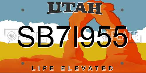 SB7I955 Utah License Plate