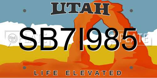 SB7I985 Utah License Plate