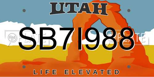 SB7I988 Utah License Plate