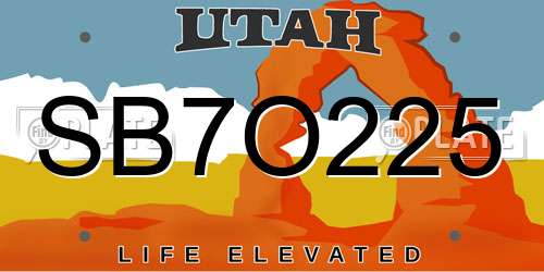 SB7O225 Utah License Plate
