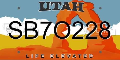 SB7O228 Utah License Plate