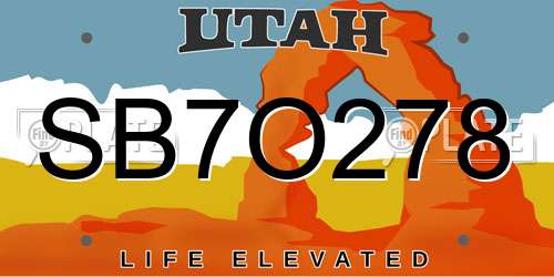 SB7O278 Utah License Plate