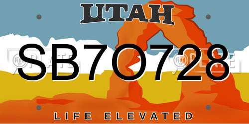 SB7O728 Utah License Plate