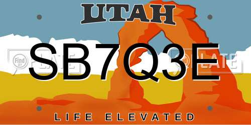 SB7Q3E Utah License Plate