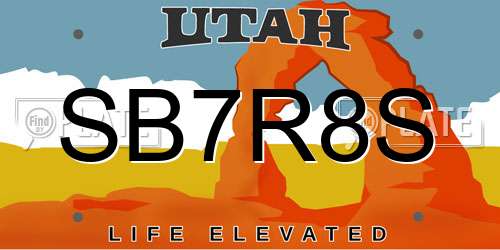SB7R8S Utah License Plate