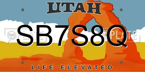 SB7S8Q Utah License Plate