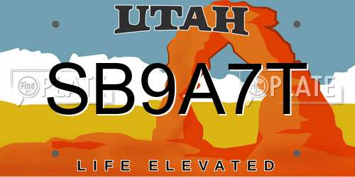 SB9A7T Utah License Plate