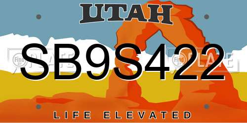 SB9S422 Utah License Plate