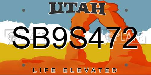 SB9S472 Utah License Plate