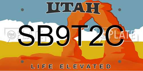 SB9T2C Utah License Plate