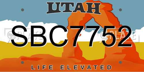 SBC7752 Utah License Plate
