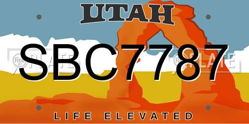 SBC7787 Utah License Plate