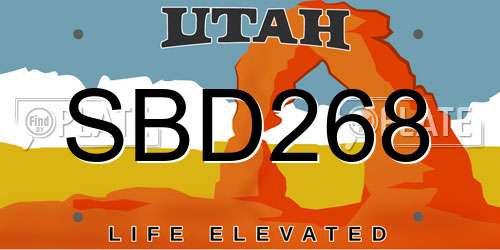 SBD268 Utah License Plate