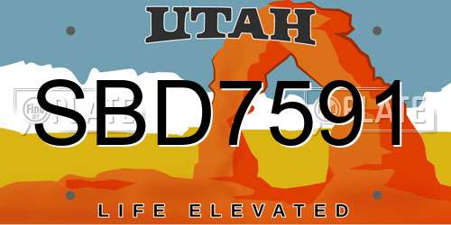 SBD7591 Utah License Plate