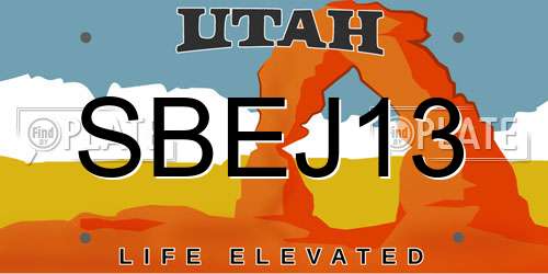 SBEJ13 Utah License Plate