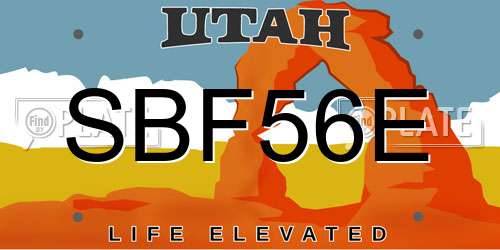 SBF56E Utah License Plate