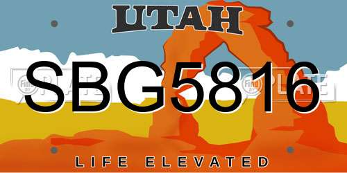 SBG5816 Utah License Plate