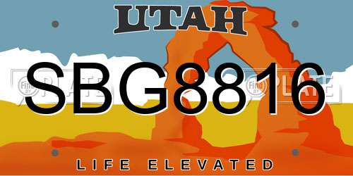 SBG8816 Utah License Plate