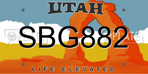 SBG882 Utah License Plate
