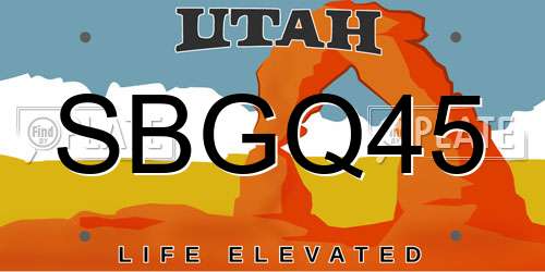 SBGQ45 Utah License Plate