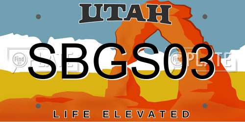 SBGS03 Utah License Plate