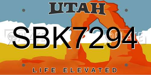 SBK7294 Utah License Plate