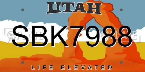 SBK7988 Utah License Plate