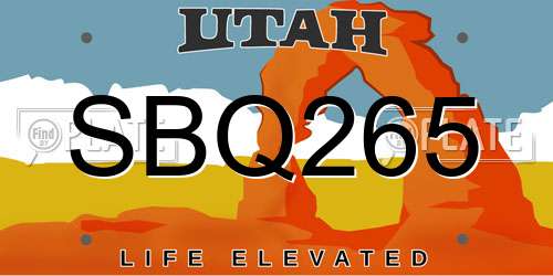 SBQ265 Utah License Plate