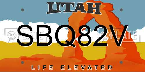 SBQ82V Utah License Plate