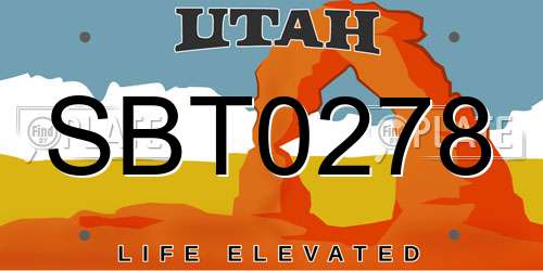 SBT0278 Utah License Plate