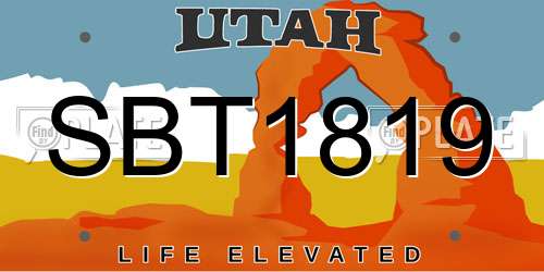 SBT1819 Utah License Plate