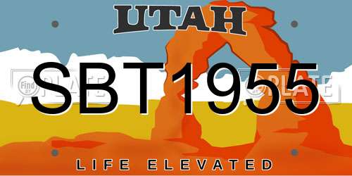 SBT1955 Utah License Plate