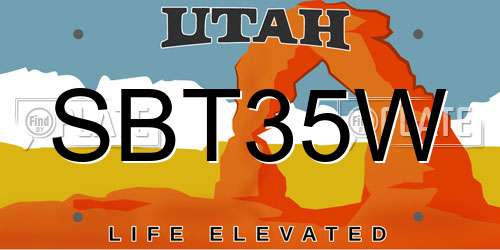 SBT35W Utah License Plate