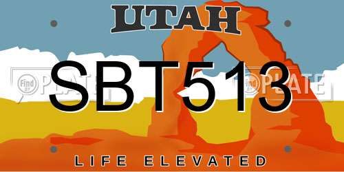 SBT513 Utah License Plate