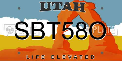SBT58O Utah License Plate