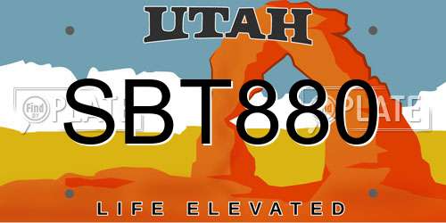 SBT880 Utah License Plate