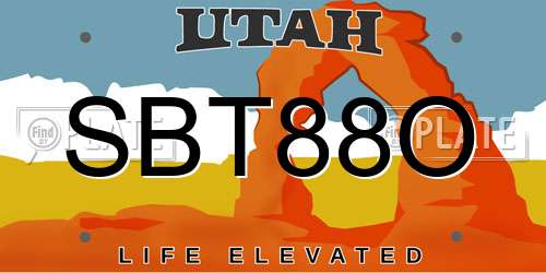 SBT88O Utah License Plate