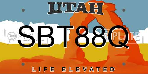 SBT88Q Utah License Plate