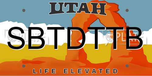 SBTDTTB Utah License Plate