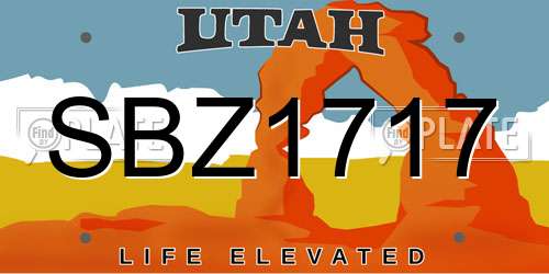 SBZ1717 Utah License Plate