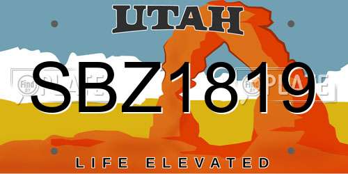 SBZ1819 Utah License Plate